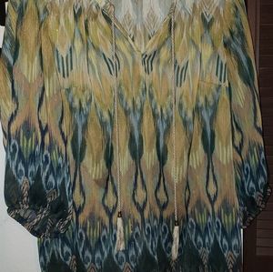 1x Rose & Olive See-Through Tunic Peasant BoHo Blouse